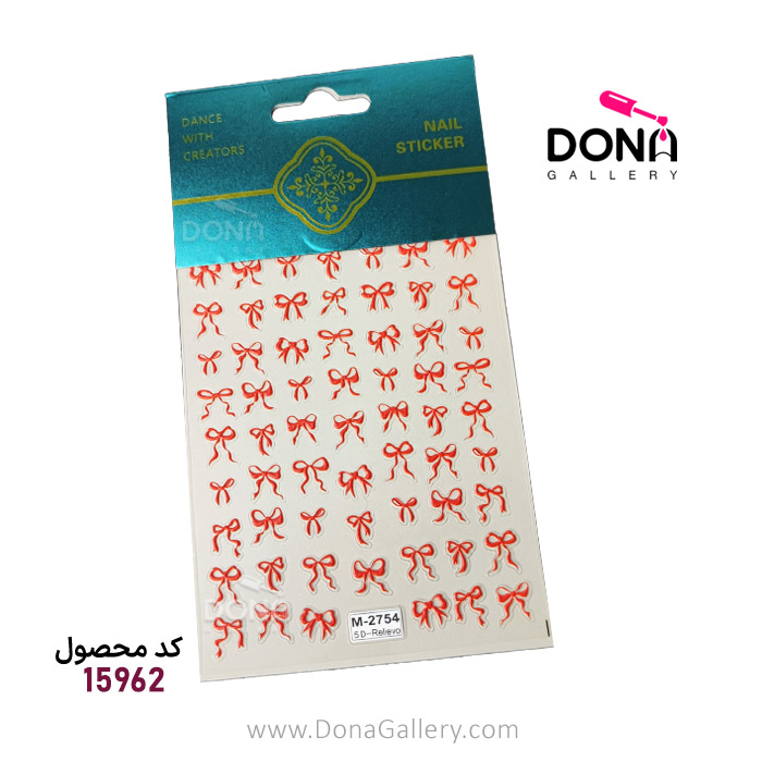 استيکر ناخن برجسته پاپيون قرمز M-2754